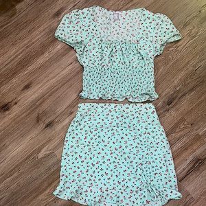 Floral blue Skirt & top Set